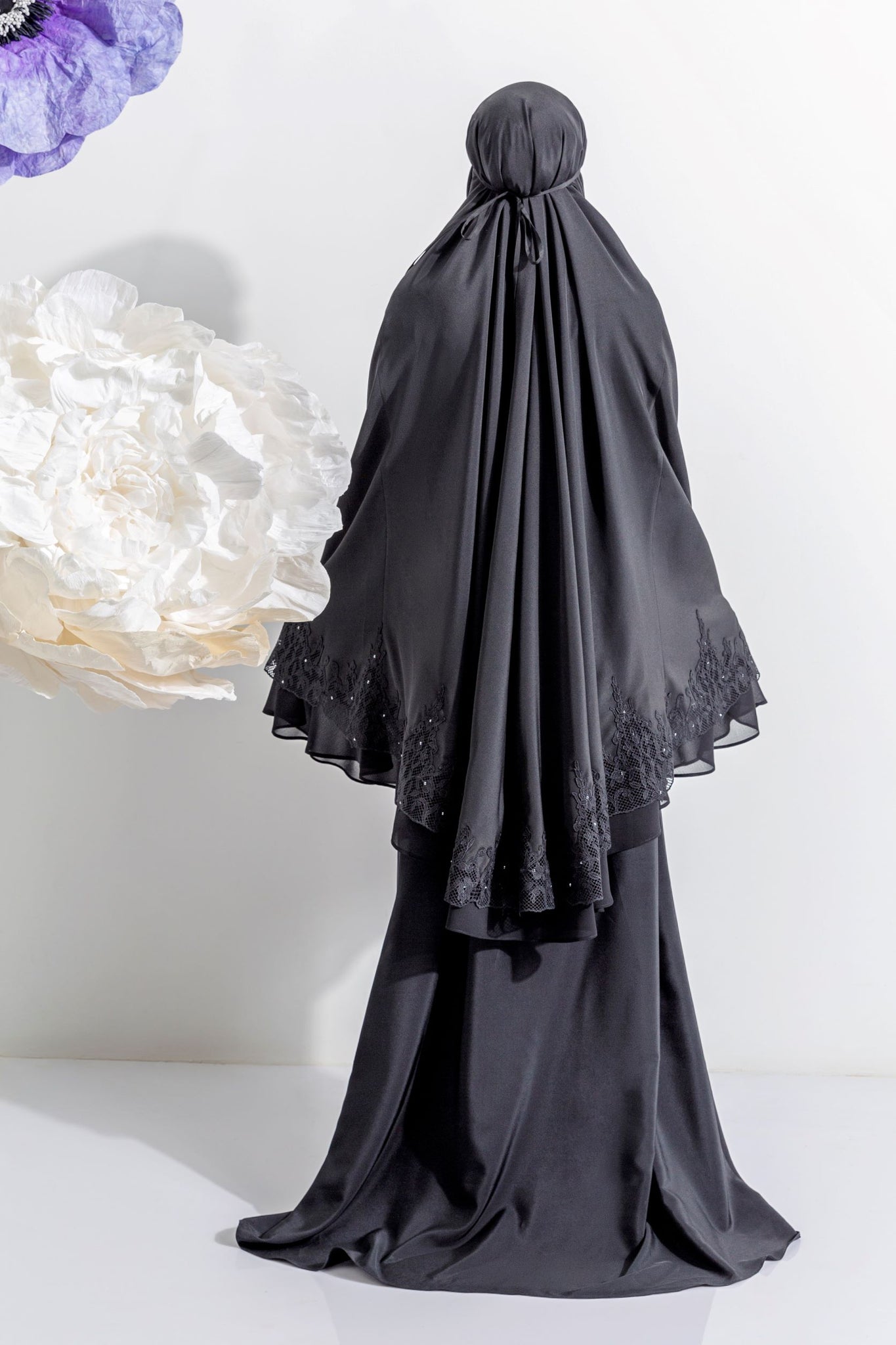 Telekung ARJANA Fileya in Black with Swarovski Crystal