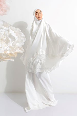 PRE-ORDER: Telekung ARJANA Ayana in White with Swarovski Crystal